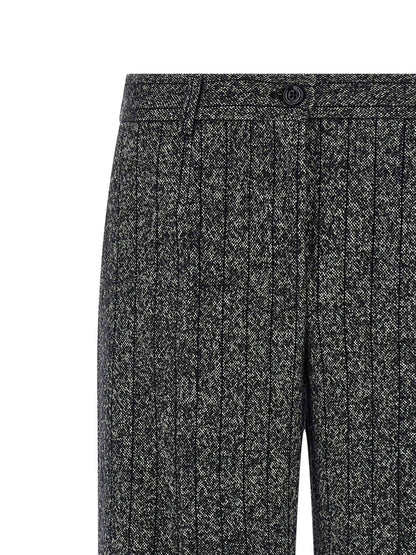 Dolce &amp; Gabbana Striped Wool Pants White/black