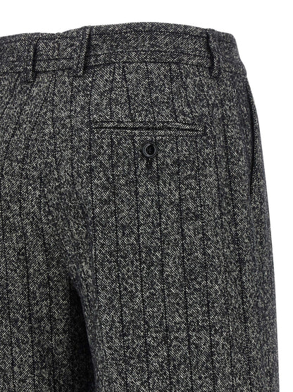 Dolce &amp; Gabbana Striped Wool Pants White/black