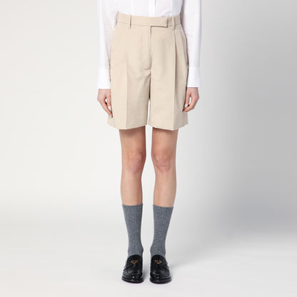 Thom Browne Khaki Cotton-Blend Bermuda Shorts with Tricolour Detail Green