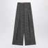 Dolce & Gabbana Wide Leg Dark Grey Striped Wool Trousers Grey