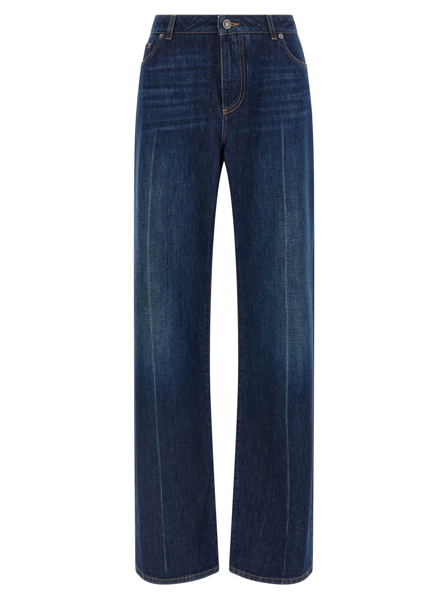 Dolce &amp; Gabbana Stretched Pleated Trompe Loeil Jeans Blue