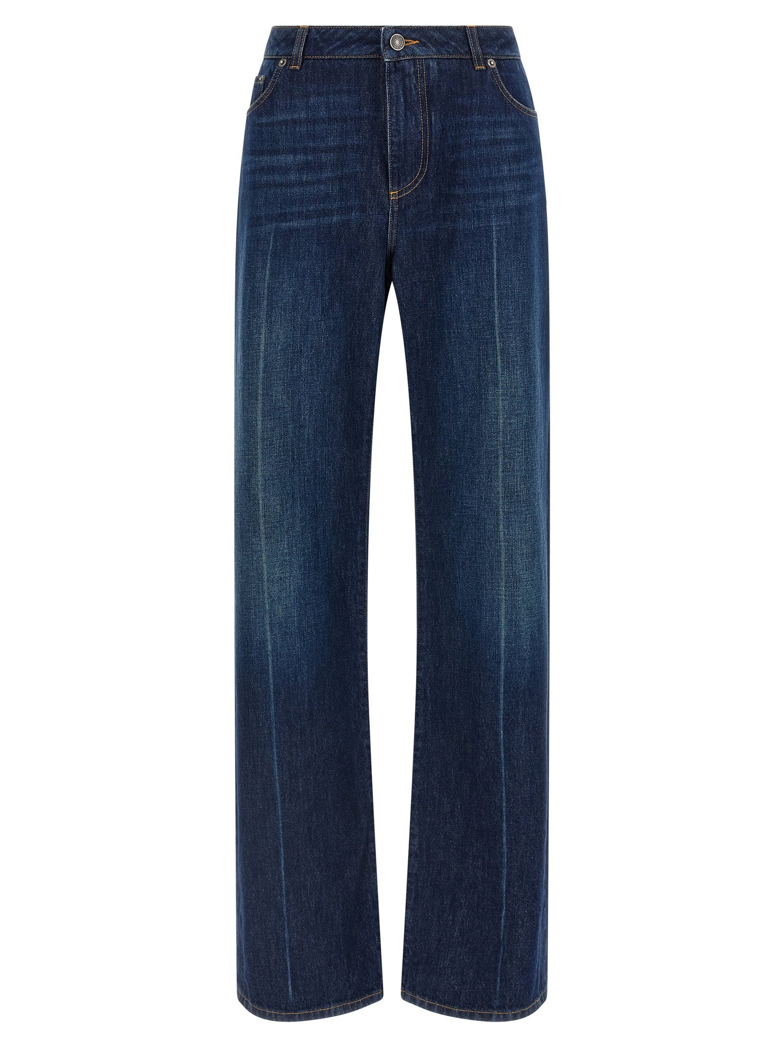 Dolce &amp; Gabbana Stretched Pleated Trompe Loeil Jeans Blue