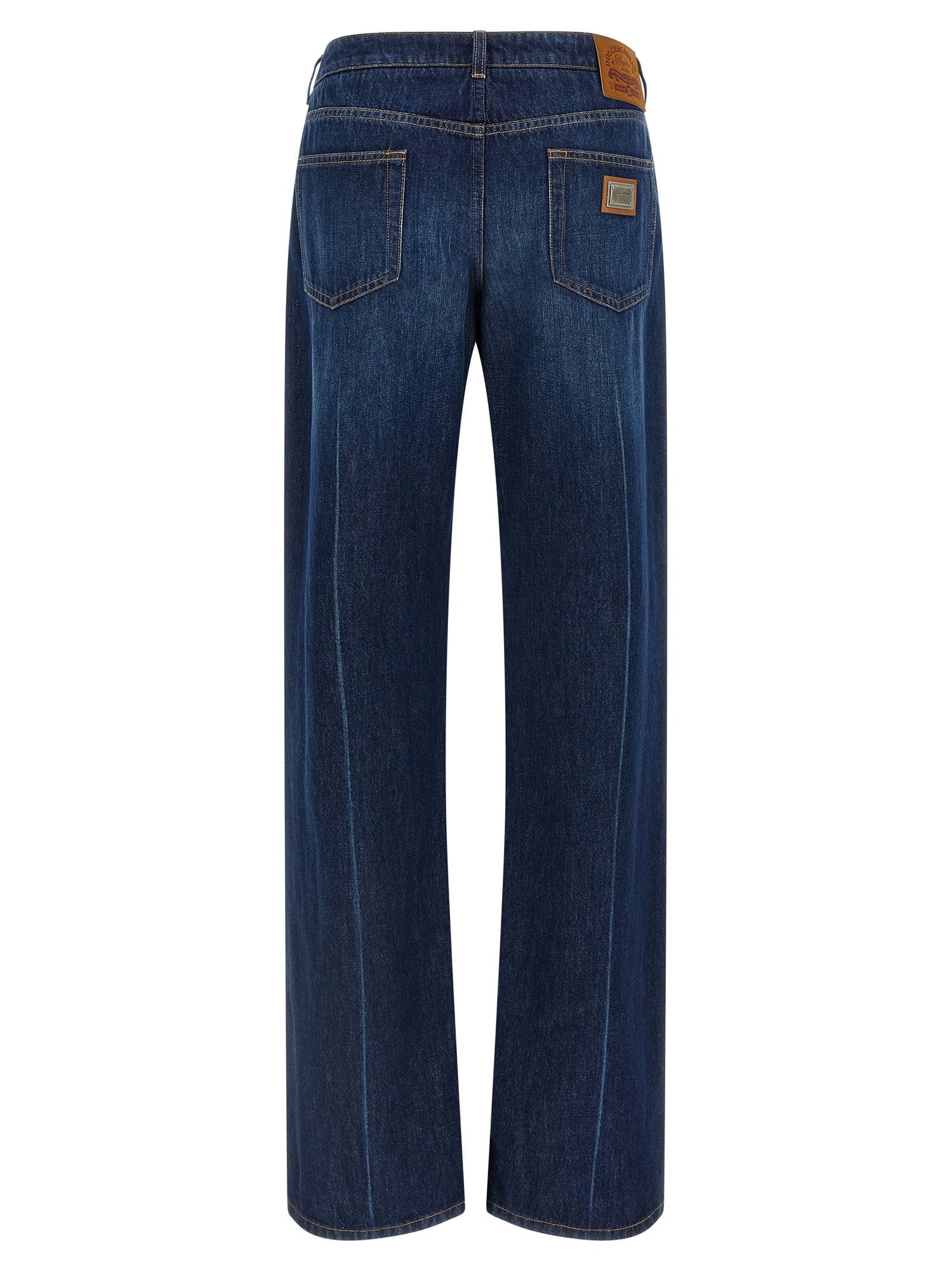 Dolce &amp; Gabbana Stretched Pleated Trompe Loeil Jeans Blue