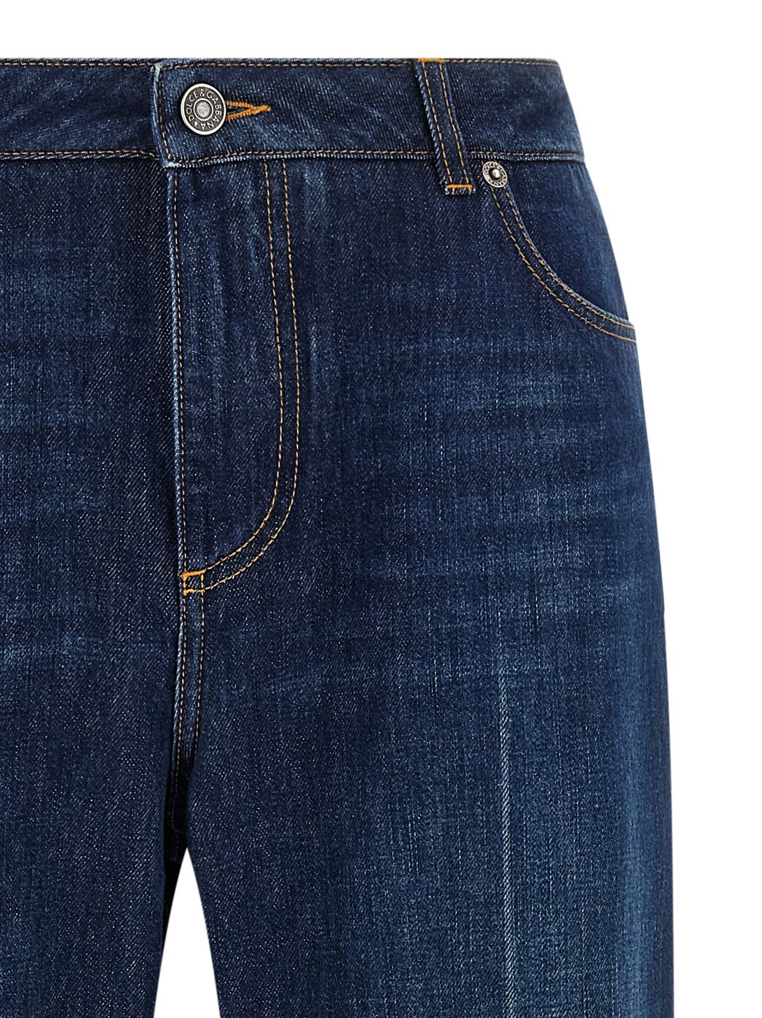 Dolce &amp; Gabbana Stretched Pleated Trompe Loeil Jeans Blue