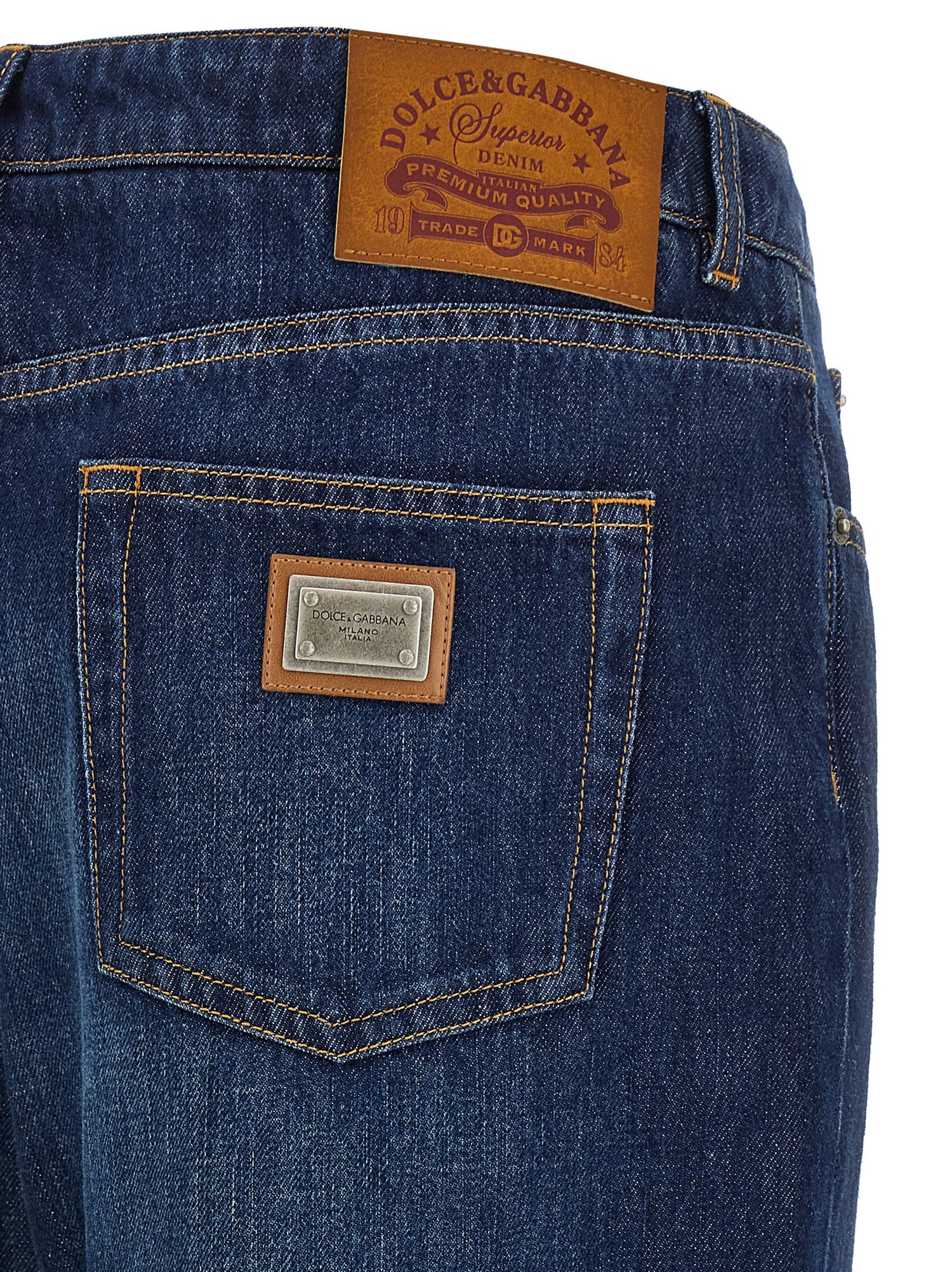 Dolce &amp; Gabbana Stretched Pleated Trompe Loeil Jeans Blue