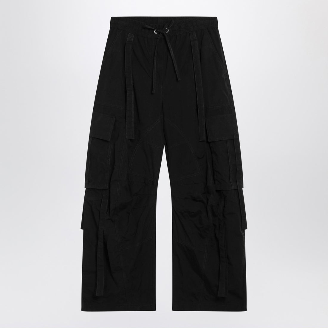 Dolce &amp; Gabbana Black Waxed Faille Cargo Trousers Black