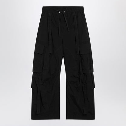 Dolce &amp; Gabbana Black Waxed Faille Cargo Trousers Black