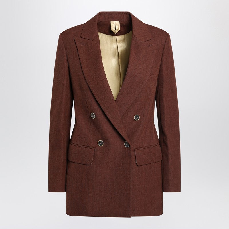 Max Mara Earth-Tone Double-Breasted Wool Jacket Orange