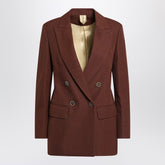 Max Mara Earth-Tone Double-Breasted Wool Jacket Orange
