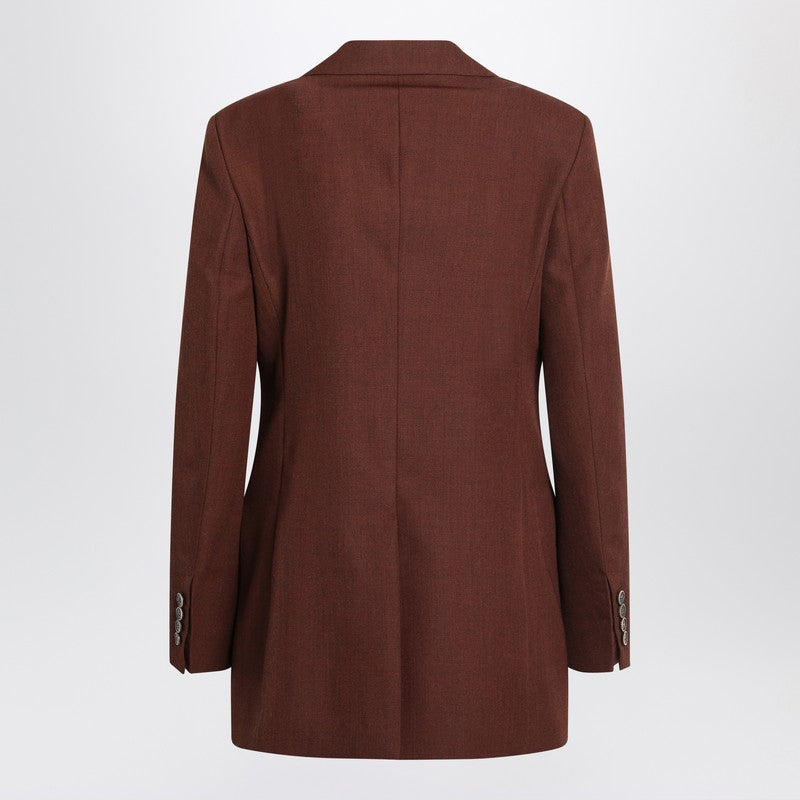 Max Mara Earth-Tone Double-Breasted Wool Jacket Orange