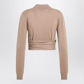 Dolce & Gabbana Beige Cashmere Wrap Cardigan with Polo Collar Beige