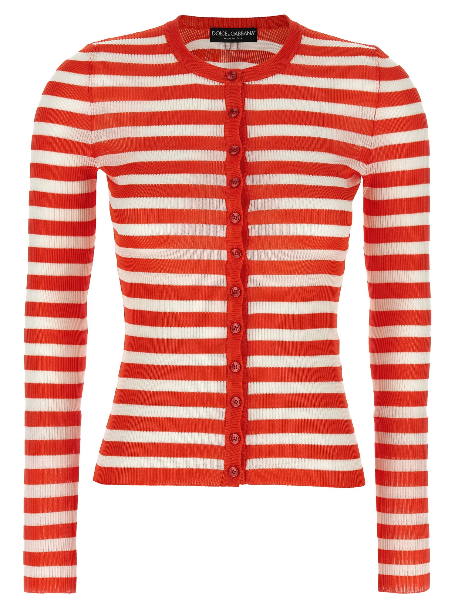 Dolce &amp; Gabbana Striped Viscose Cardigan Orange