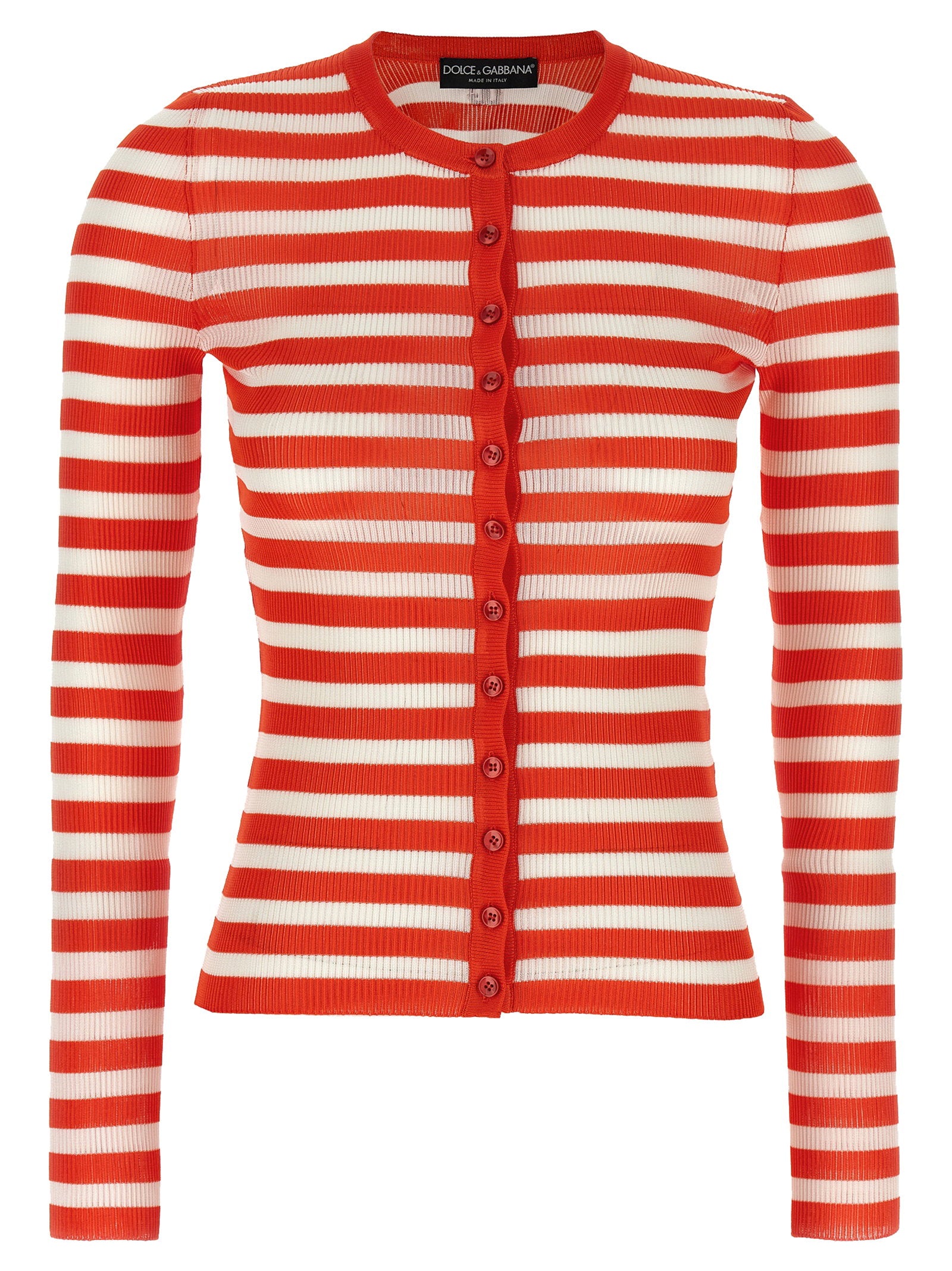 Dolce &amp; Gabbana Striped Viscose Cardigan Orange
