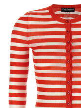 Dolce & Gabbana Striped Viscose Cardigan Orange