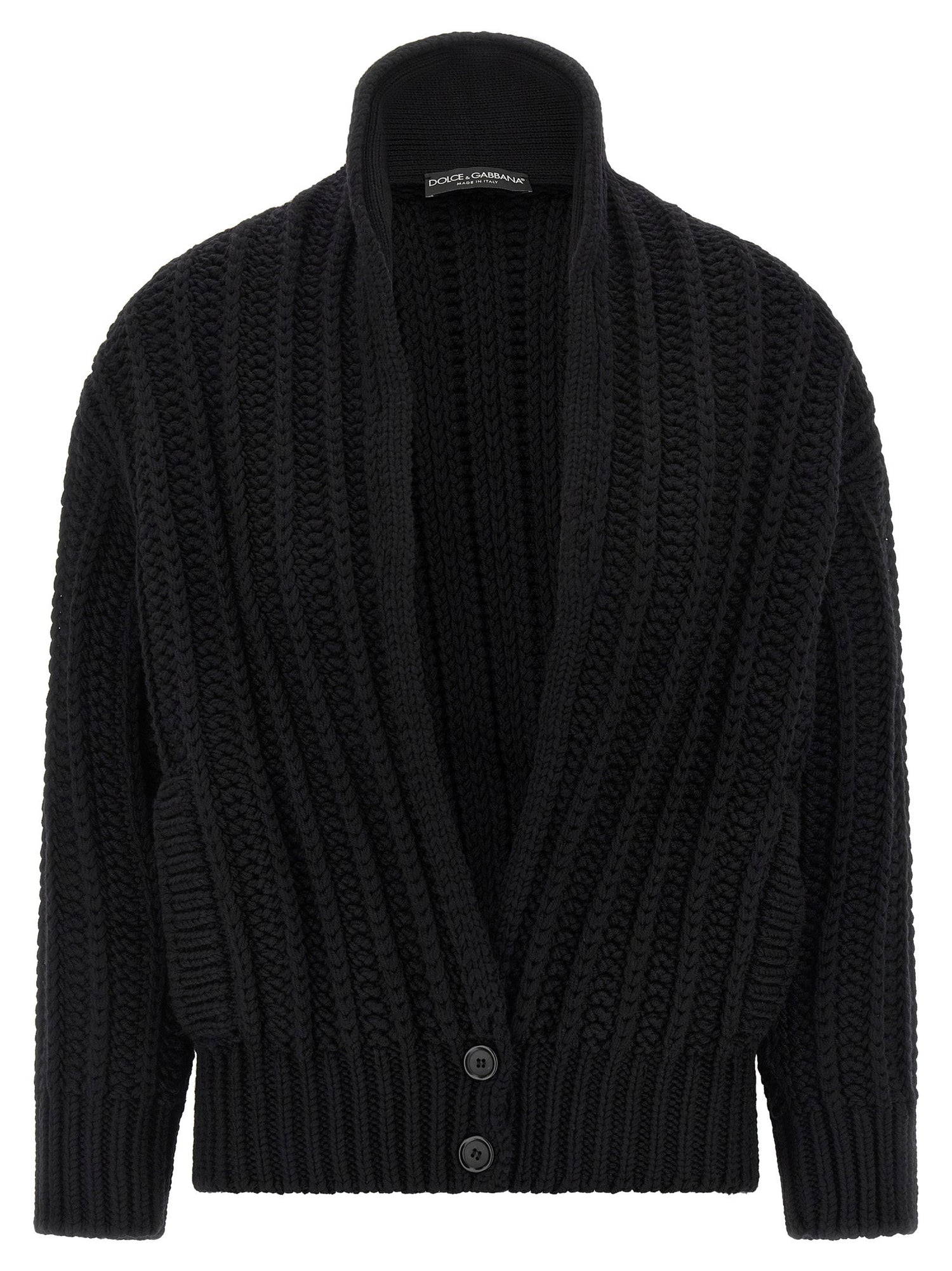 Dolce &amp; Gabbana Coarse Wool Cardigan Black