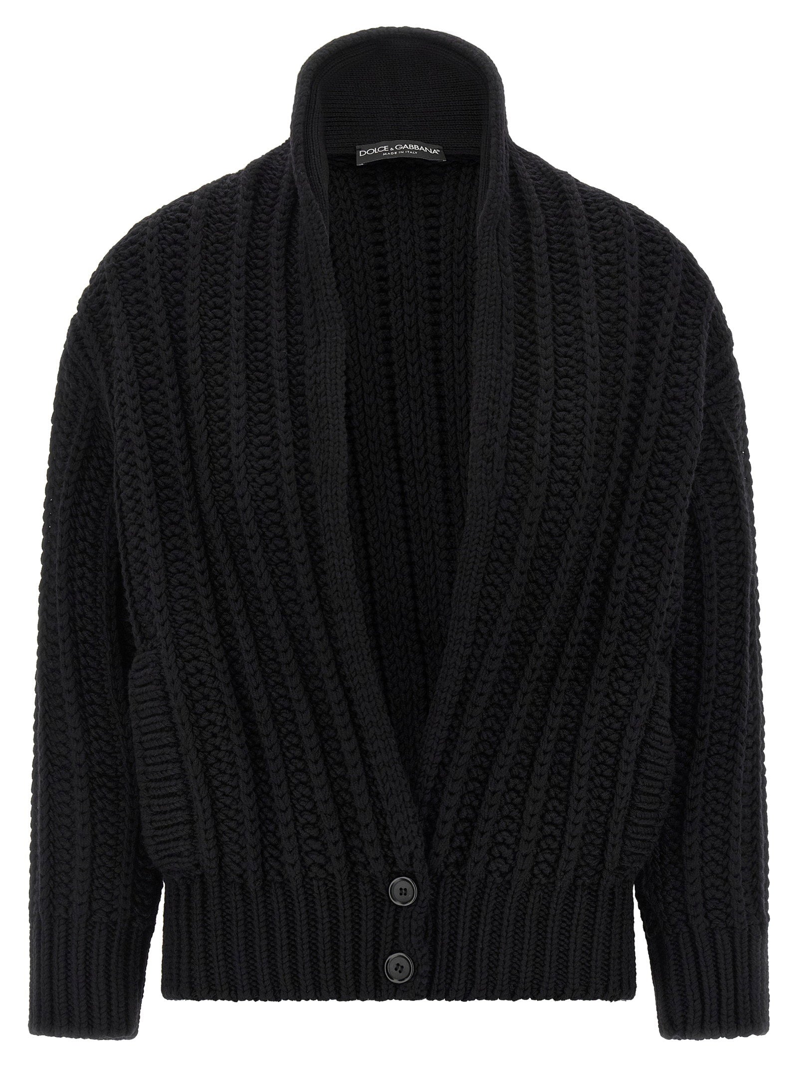 Dolce &amp; Gabbana Coarse Wool Cardigan Black