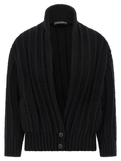 Dolce &amp; Gabbana Coarse Wool Cardigan Black