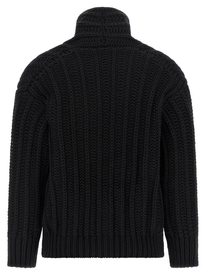 Dolce &amp; Gabbana Coarse Wool Cardigan Black