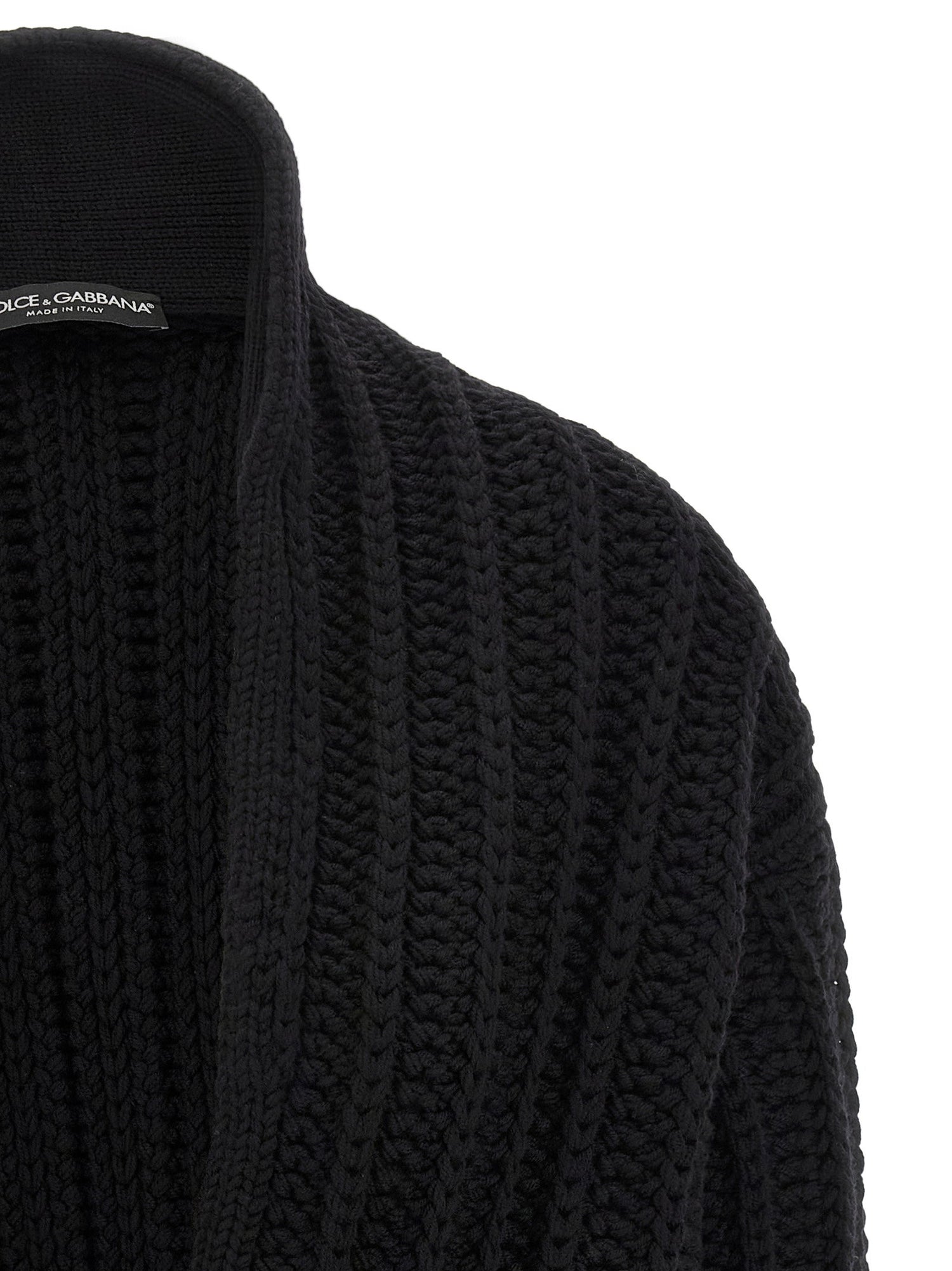 Dolce &amp; Gabbana Coarse Wool Cardigan Black