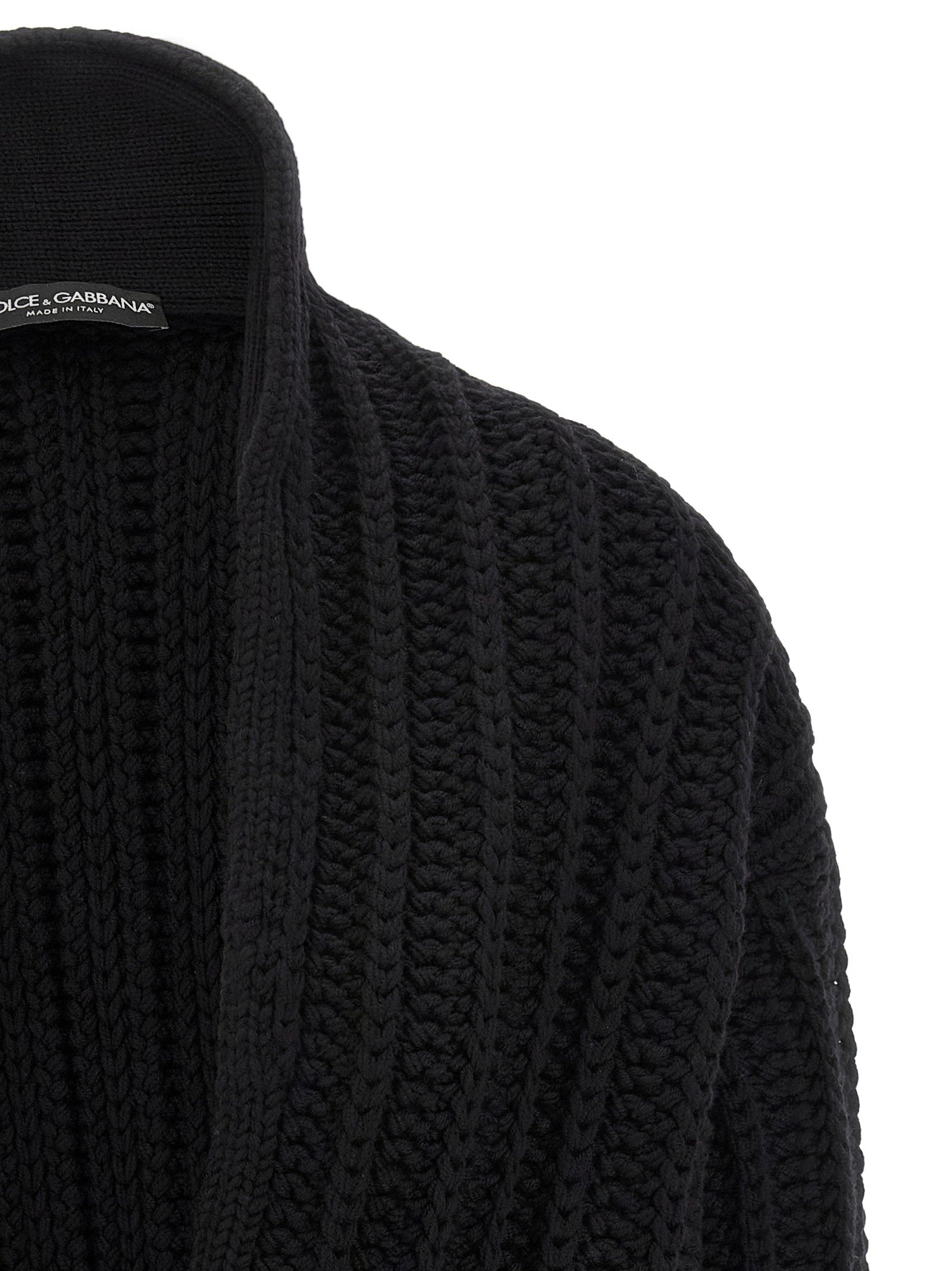 Dolce &amp; Gabbana Coarse Wool Cardigan Black