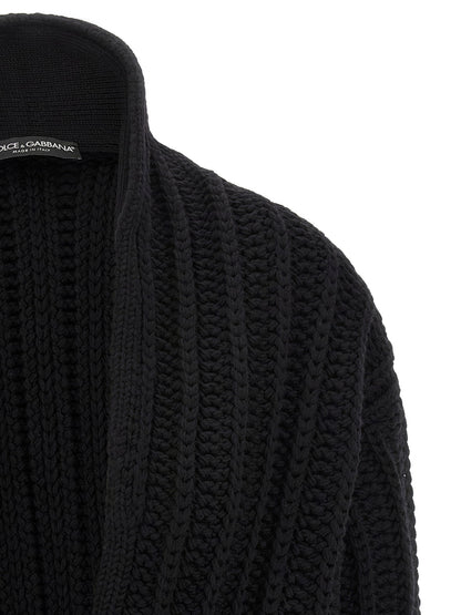 Dolce &amp; Gabbana Coarse Wool Cardigan Black