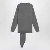 Dolce & Gabbana Grey Cashmere V-Neck Sweater with Crossed Front Sleeves Grey
