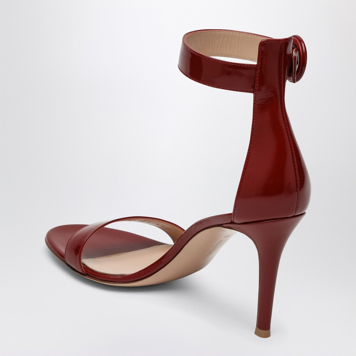 Gianvito Rossi Portofino 85 Bordeaux Patent-Leather Sandals Red