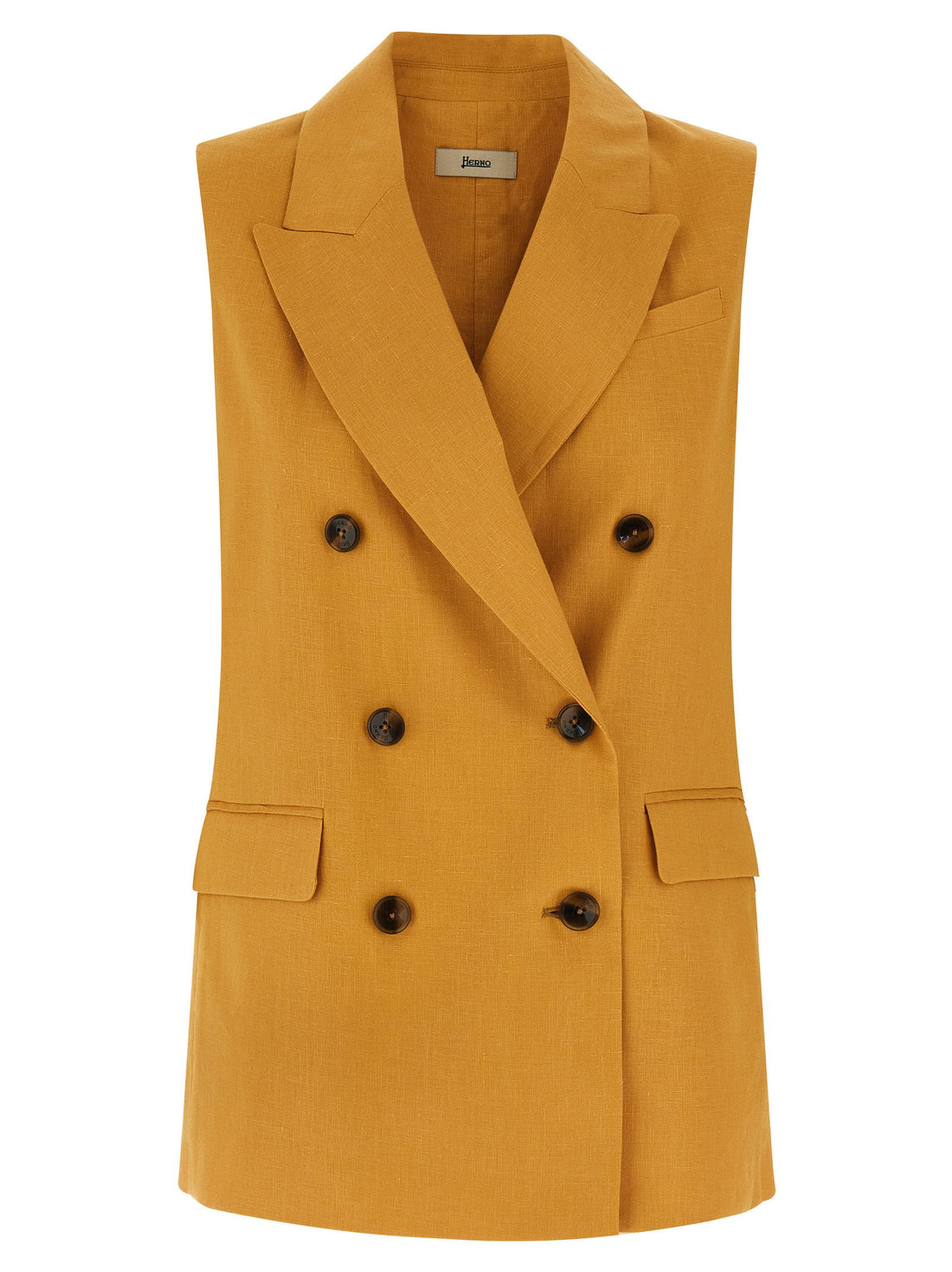 Herno Linen Vest Yellow