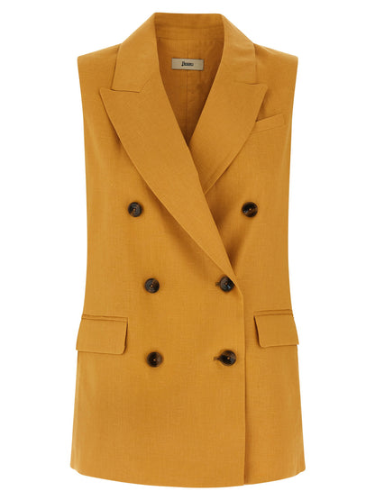 Herno Linen Vest Yellow