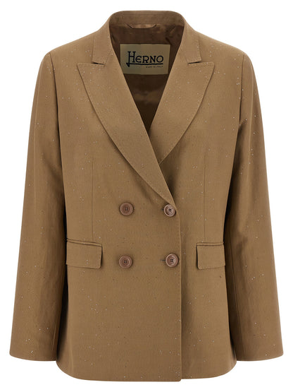 Herno Micro Sequin Blazer Beige