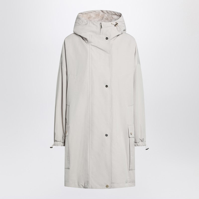 Max Mara Studio Light Beige Cotton-Blend Parka with Adjustable Drawstrings Multicolor