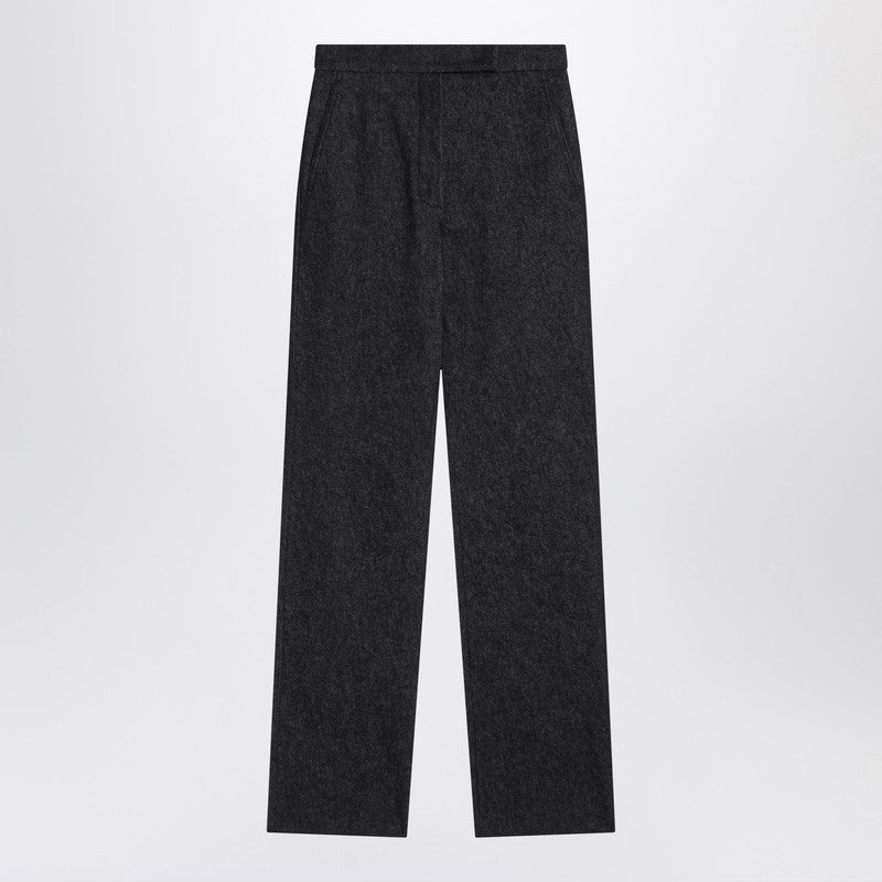 Max Mara Midnight Blue High-Waisted Denim-Effect Cotton Trousers Blue
