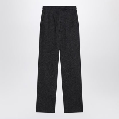 Max Mara Midnight Blue High-Waisted Denim-Effect Cotton Trousers Blue
