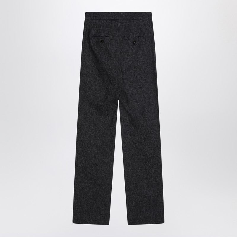 Max Mara Midnight Blue High-Waisted Denim-Effect Cotton Trousers Blue