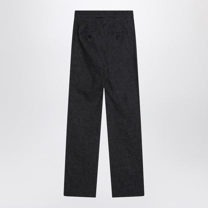 Max Mara Midnight Blue High-Waisted Denim-Effect Cotton Trousers Blue