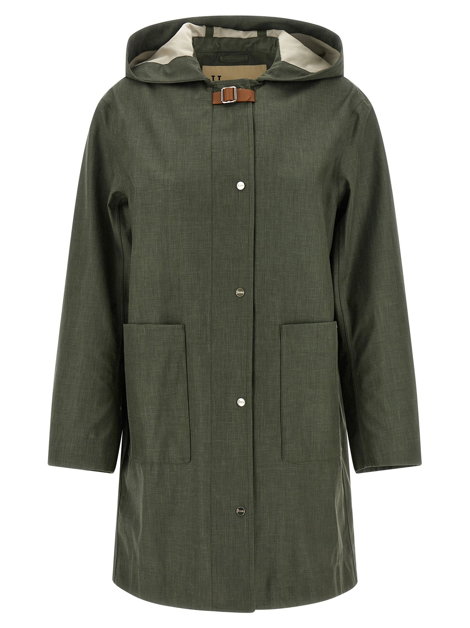 Herno Linen Raincoat Green