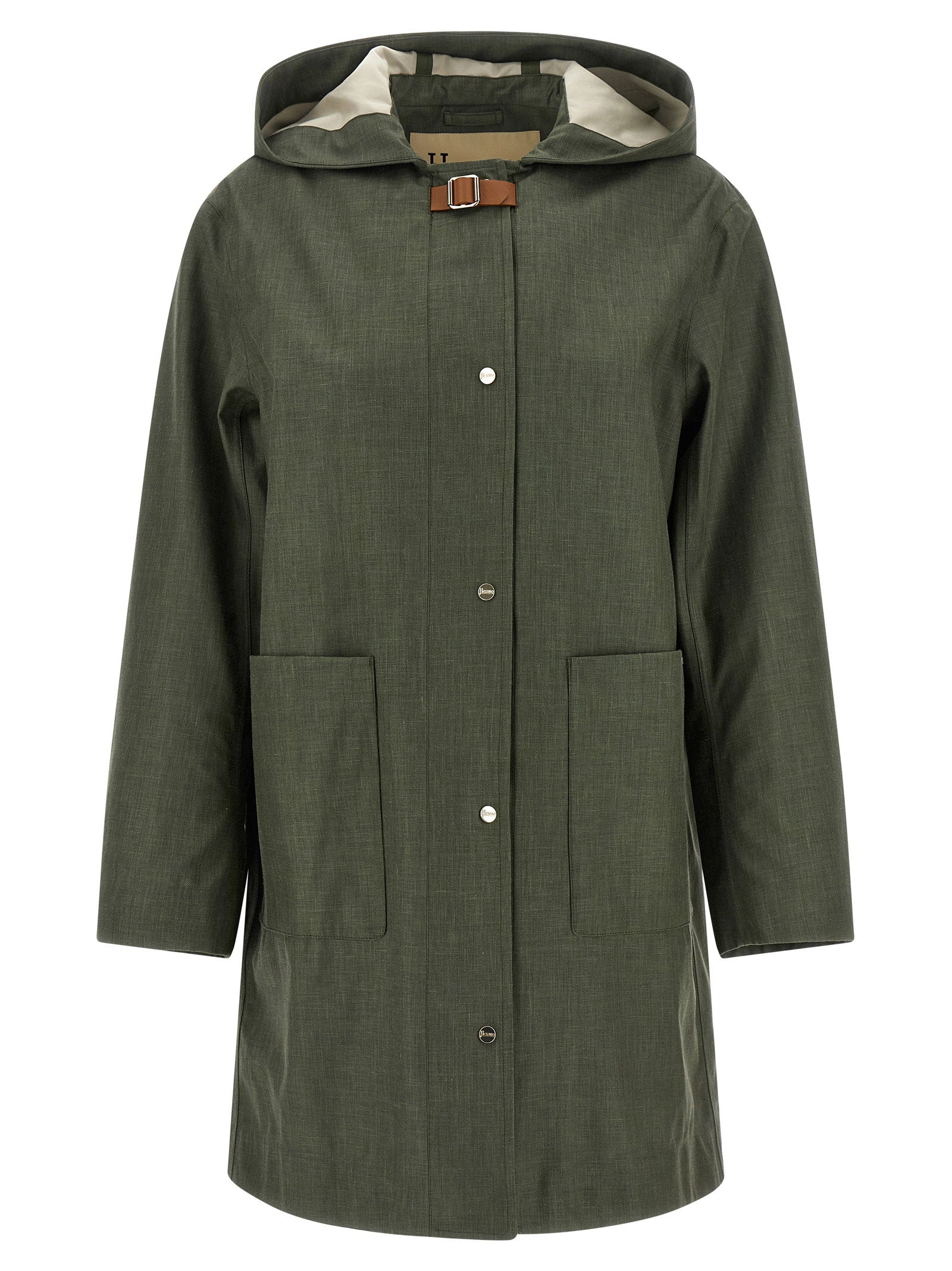 Herno Linen Raincoat Green