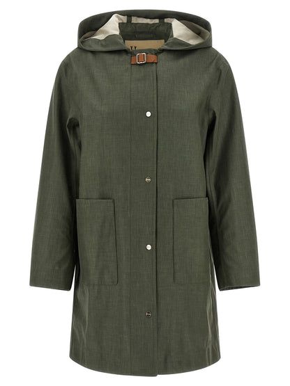 Herno Linen Raincoat Green