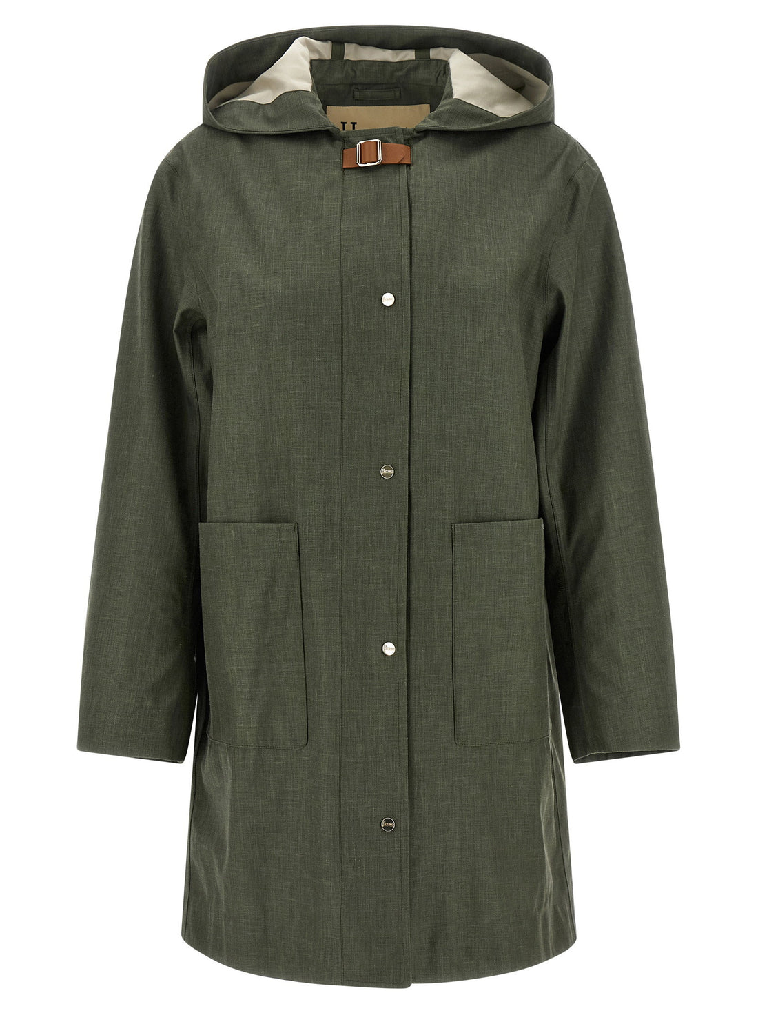 Herno Linen Raincoat Green
