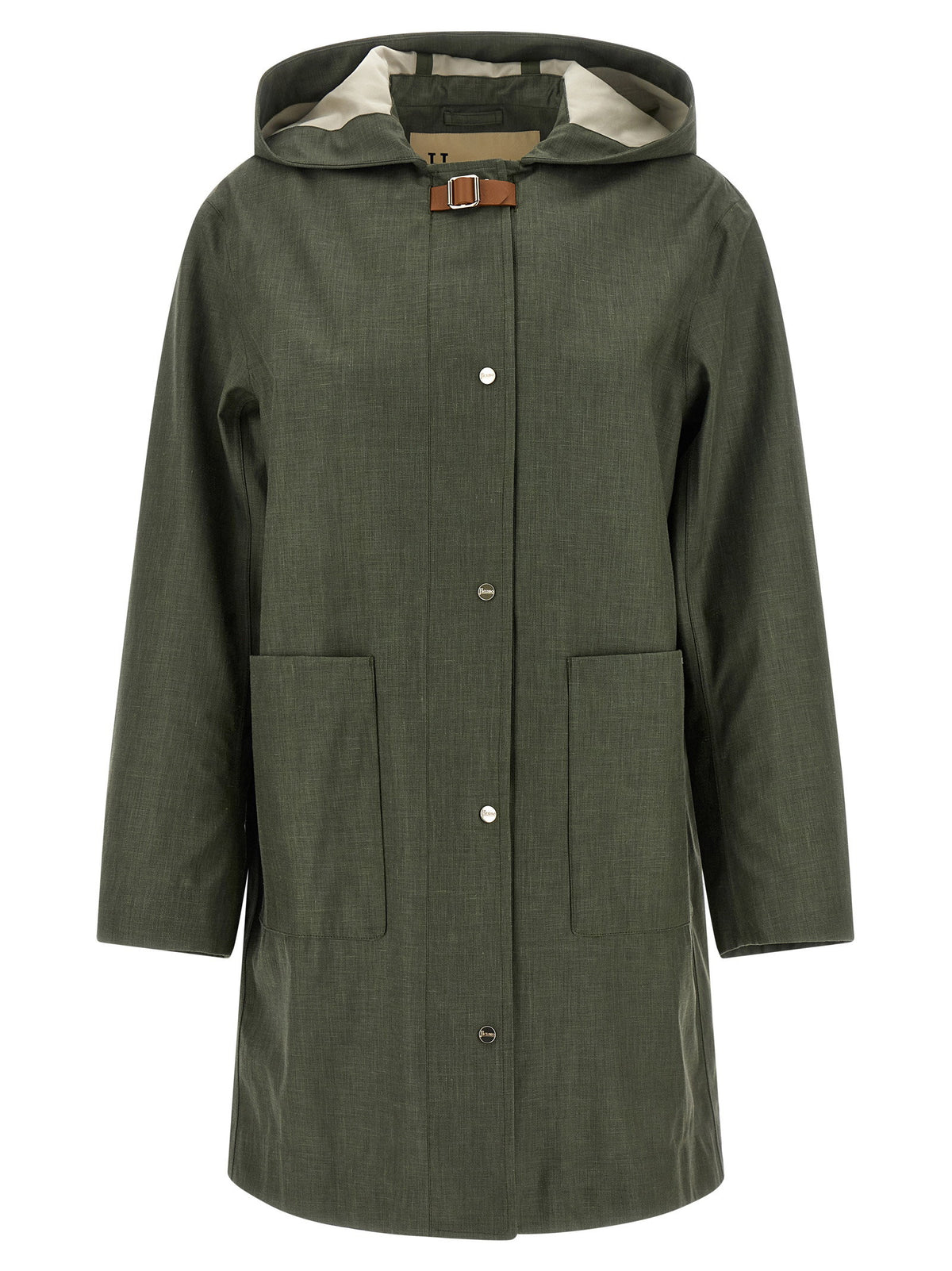 Herno Linen Raincoat Green