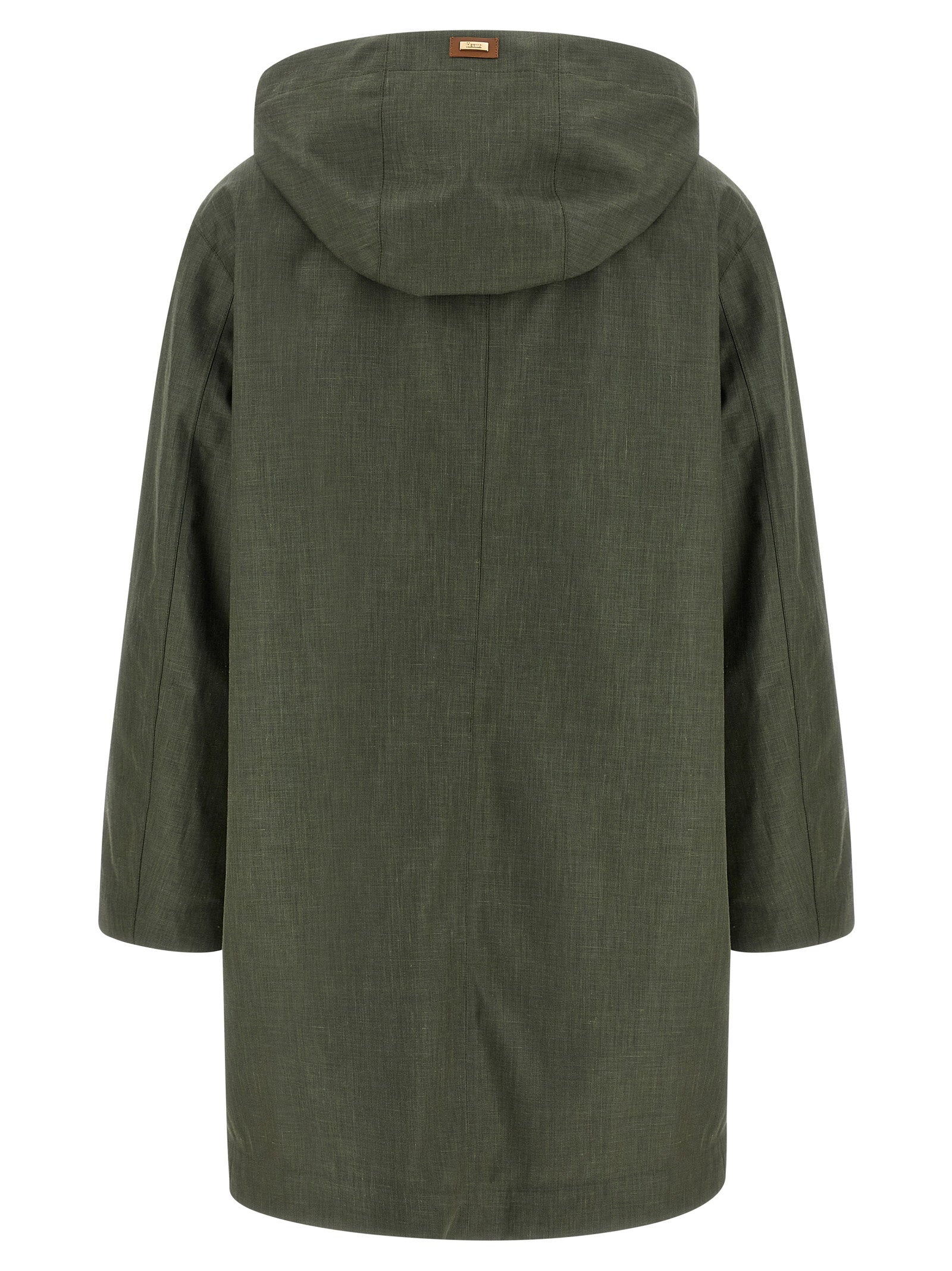 Herno Linen Raincoat Green