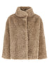 Herno Curled Shearling Effect Coat Beige