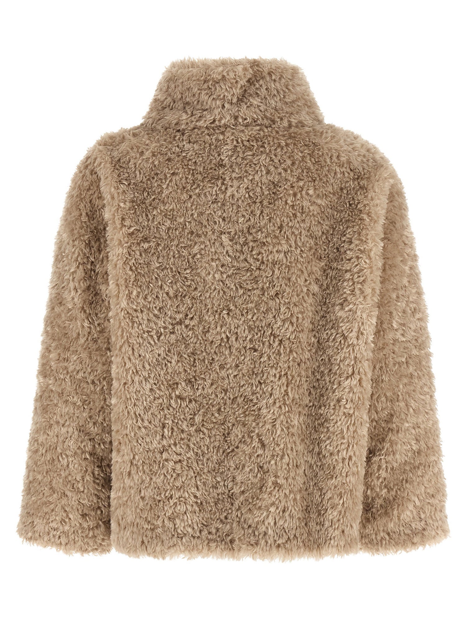 Herno Curled Shearling Effect Coat Beige