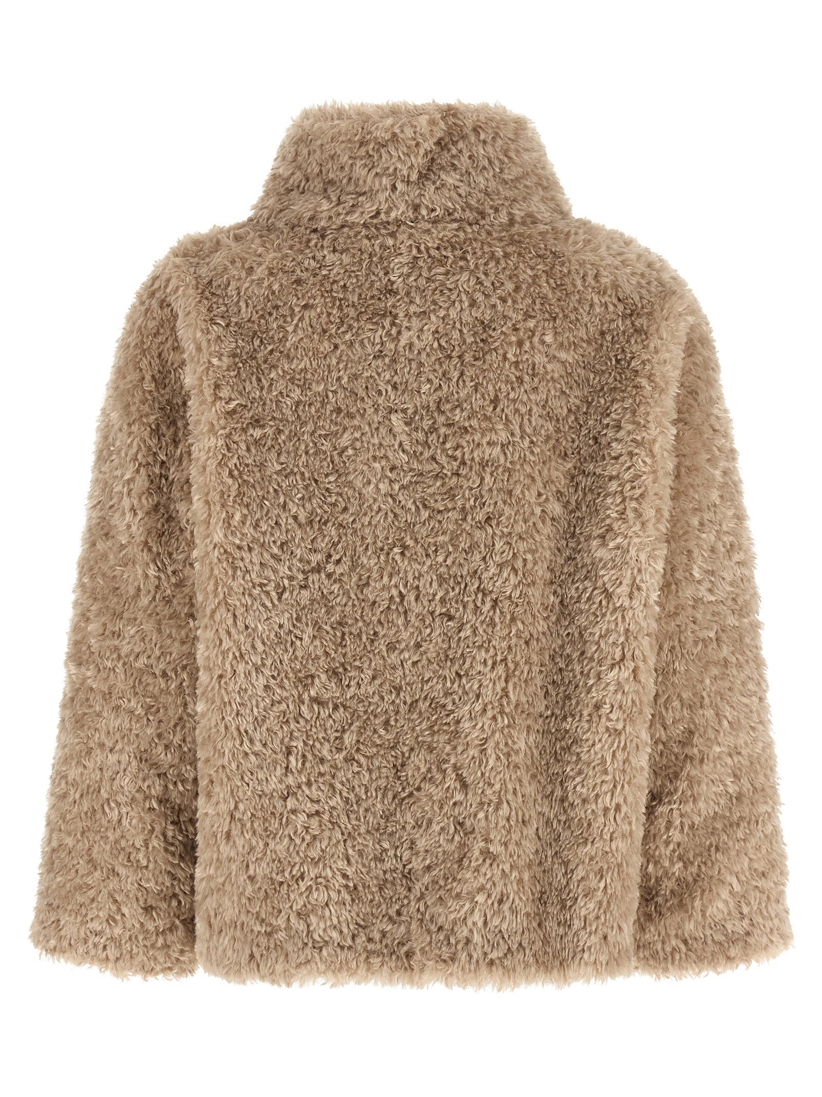 Herno Curled Shearling Effect Coat Beige