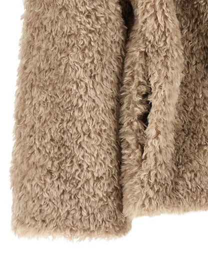 Herno Curled Shearling Effect Coat Beige