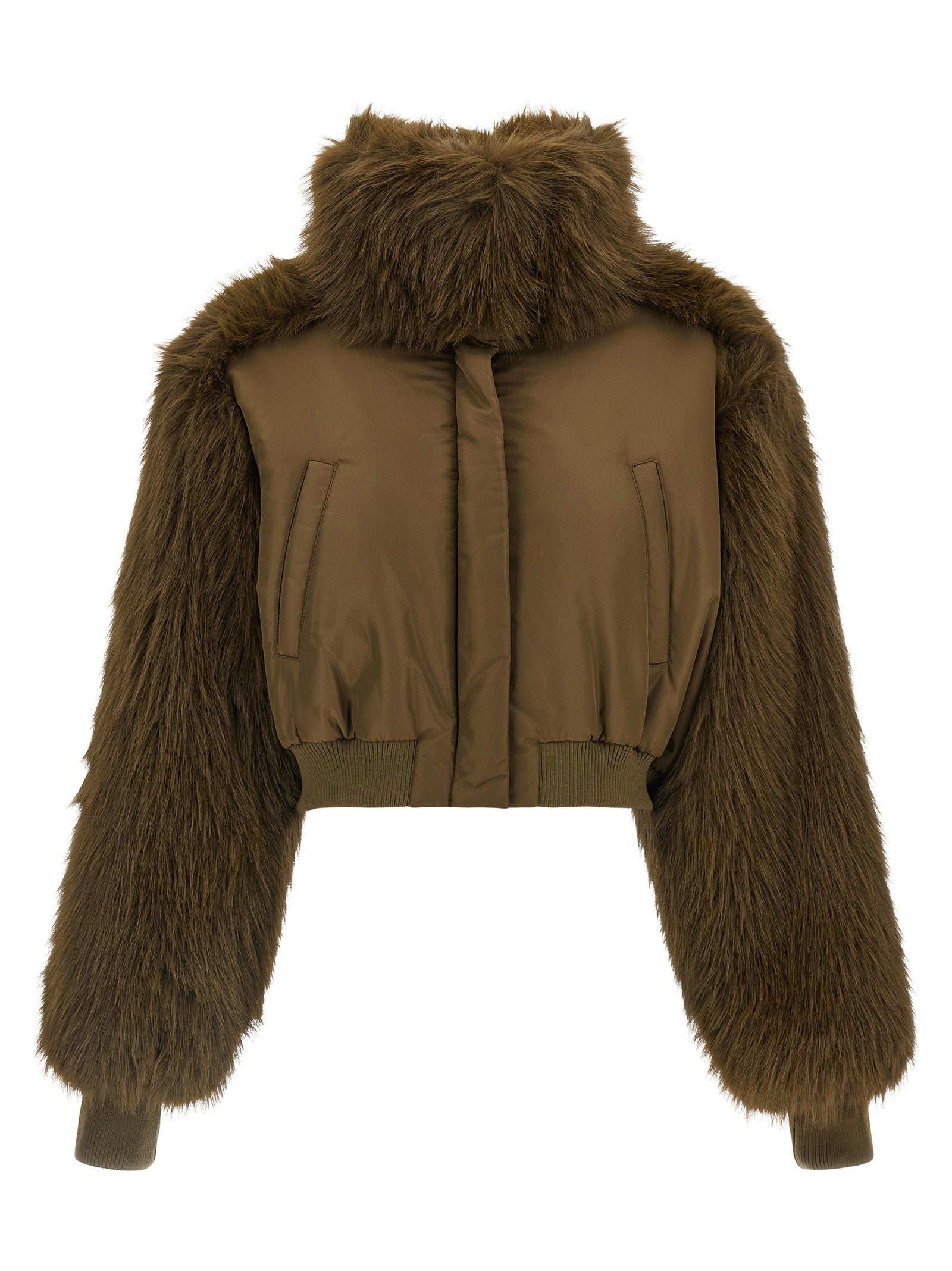 Fabiana Filippi Bi-material Short Jacket Green