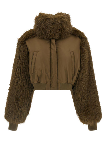 Fabiana Filippi Bi-material Short Jacket Green