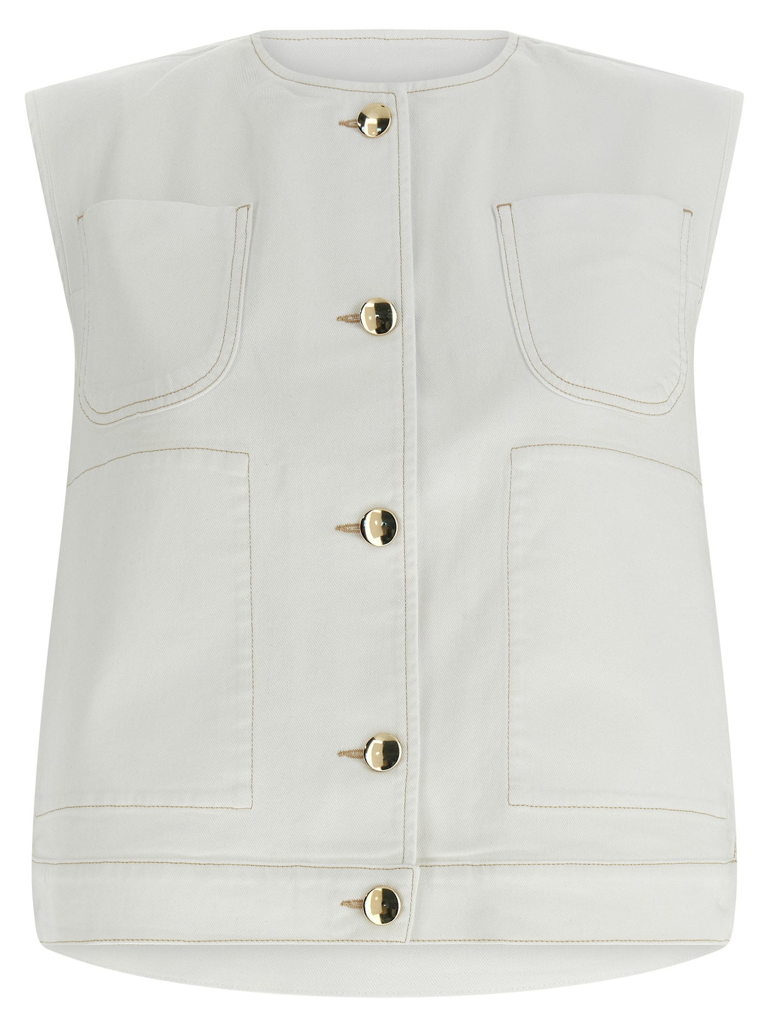 Fabiana Filippi Denim And Knit Vest White