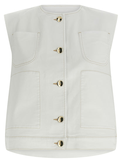 Fabiana Filippi Denim And Knit Vest White