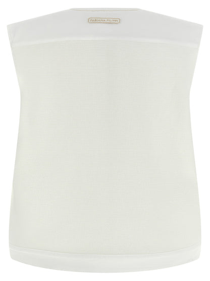 Fabiana Filippi Denim And Knit Vest White